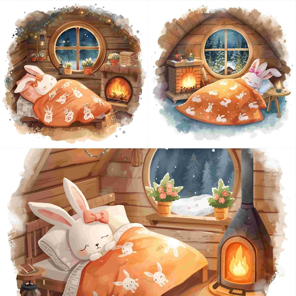 Teaser Cozy Winter Bunny Clipart