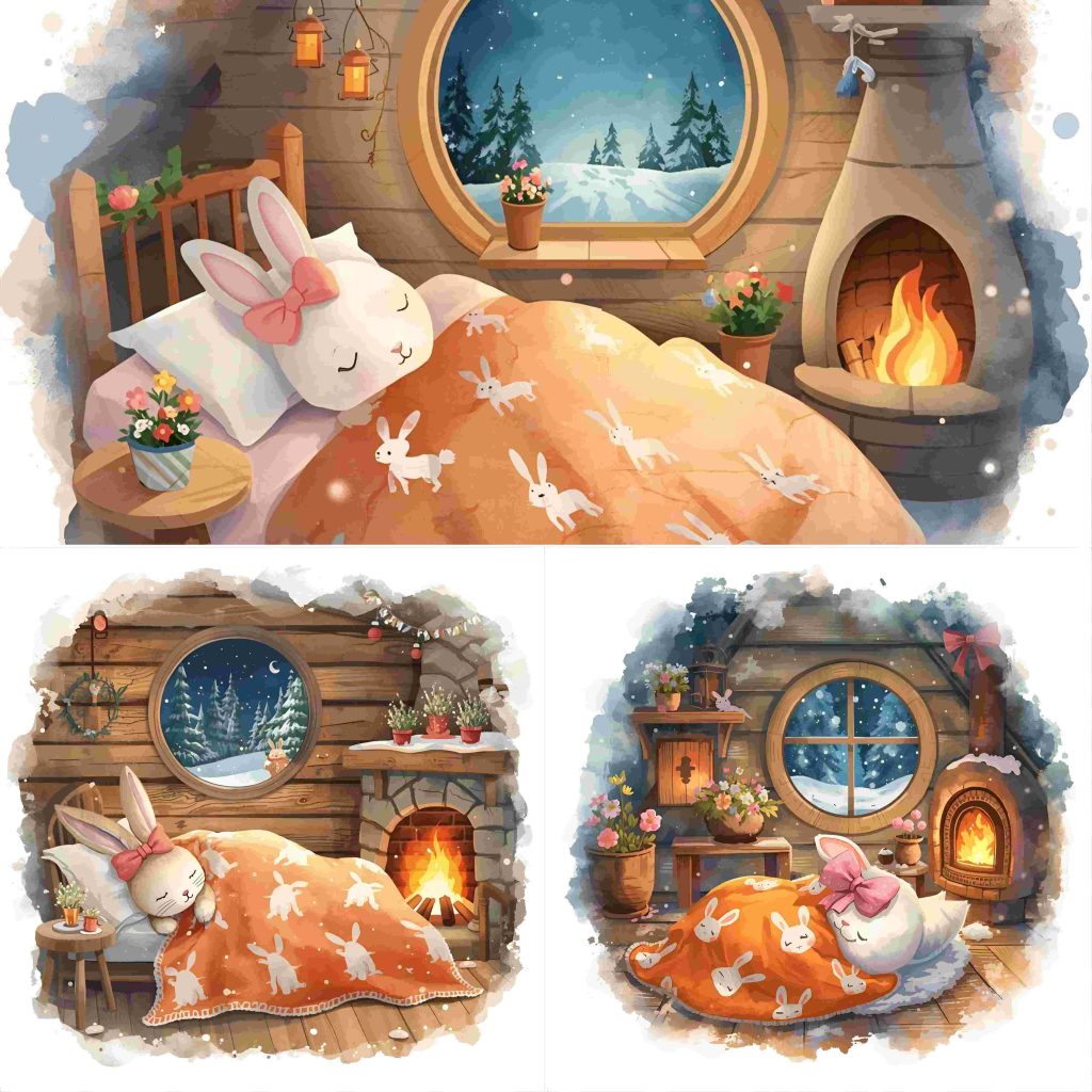 Teaser Cozy Winter Bunny Clipart