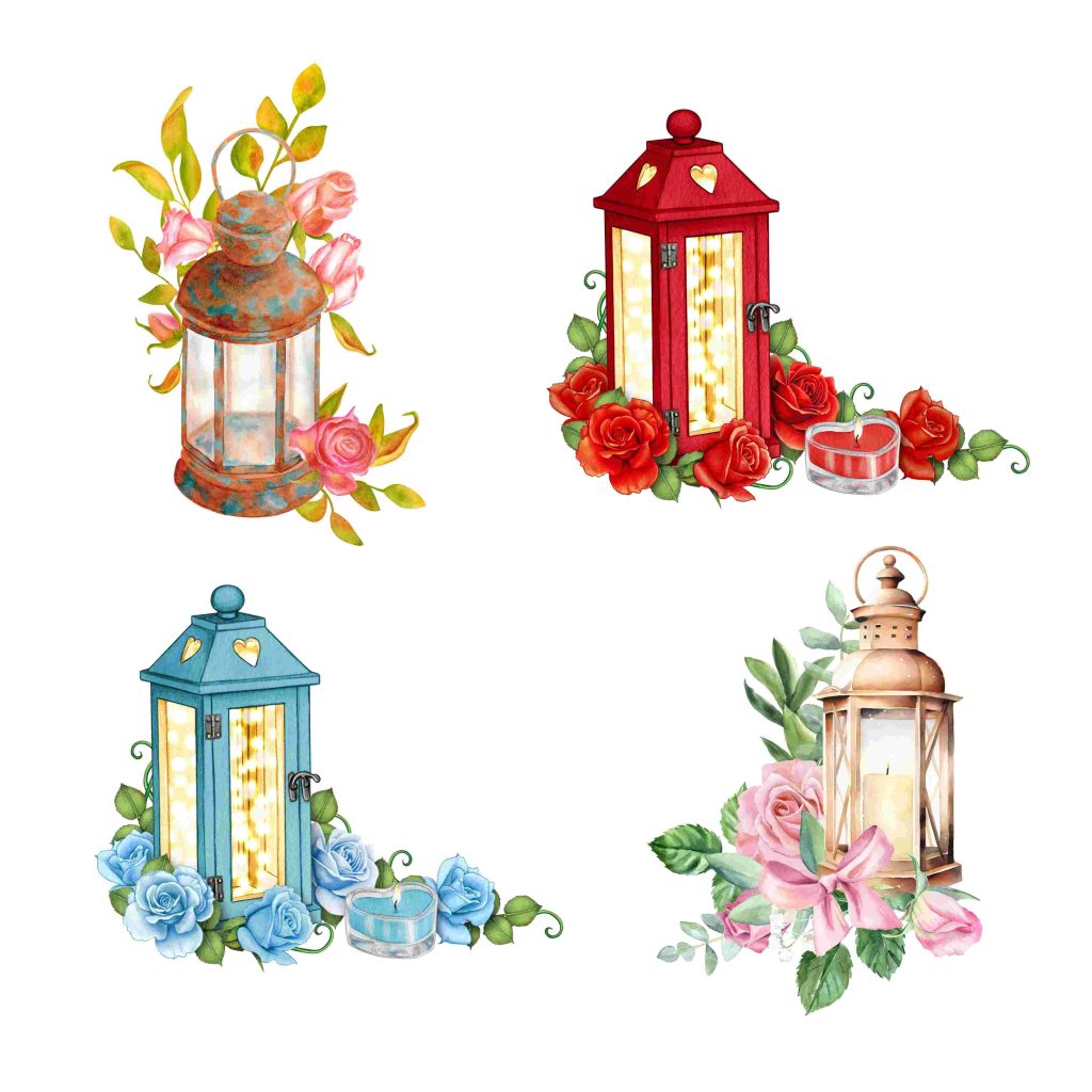 Teaser Floral Lantern Clipart (2)